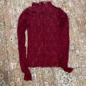 Free People Burgundy Lace Blouse